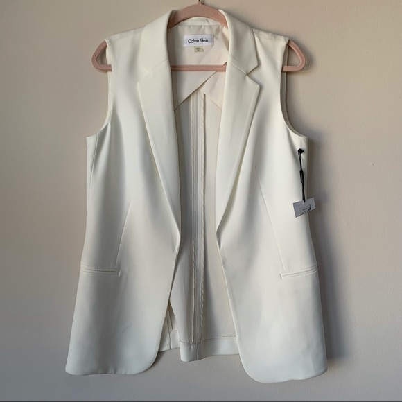 Calvin Klein Jackets & Blazers - Calvin Klein NWT Blazer Vest Ivory Size 10 Office Career Formal Business